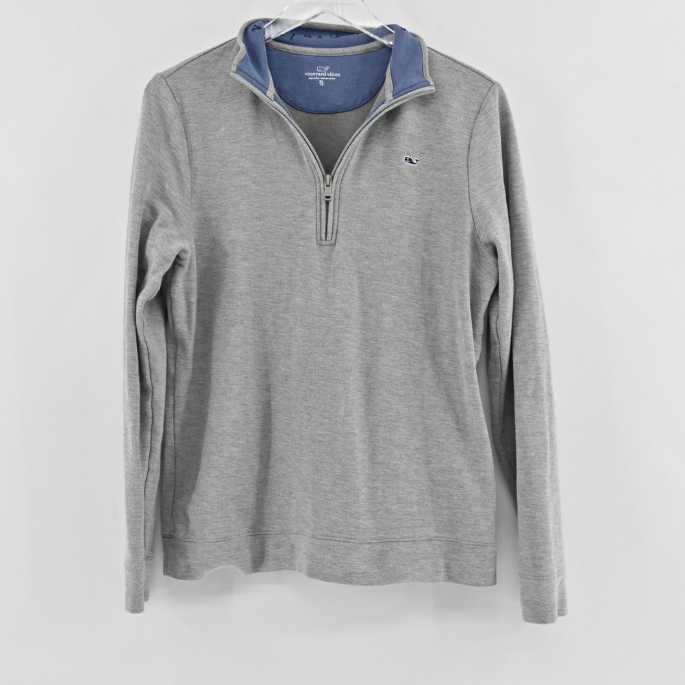 Vineyard Vines Classic 1/4 Zip Pullover Boys Size XL Gray Pima Cotton Preppy
